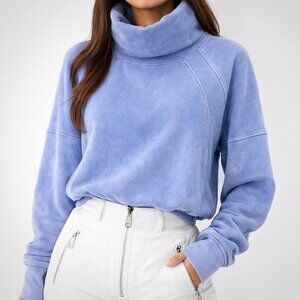 Mountain Chic Minimalist Cabincore Funnel-Neck Athleisure Sweatshirt [size L]
